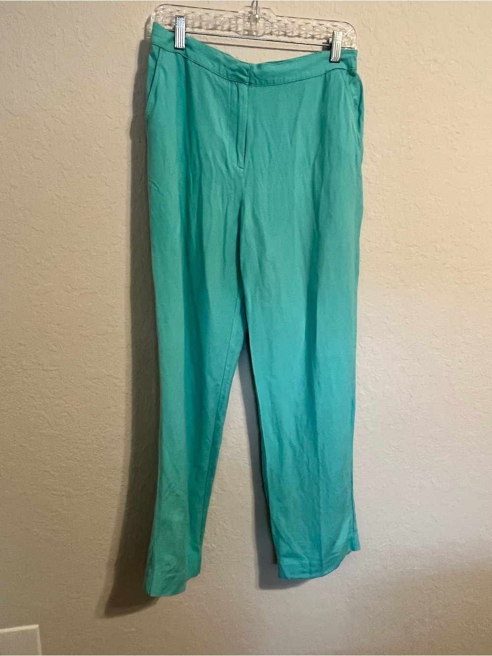 Ruby Rd Size 8 Aqua Linen Blend Cropped Pants Coastal Resortwear Preppy Summer